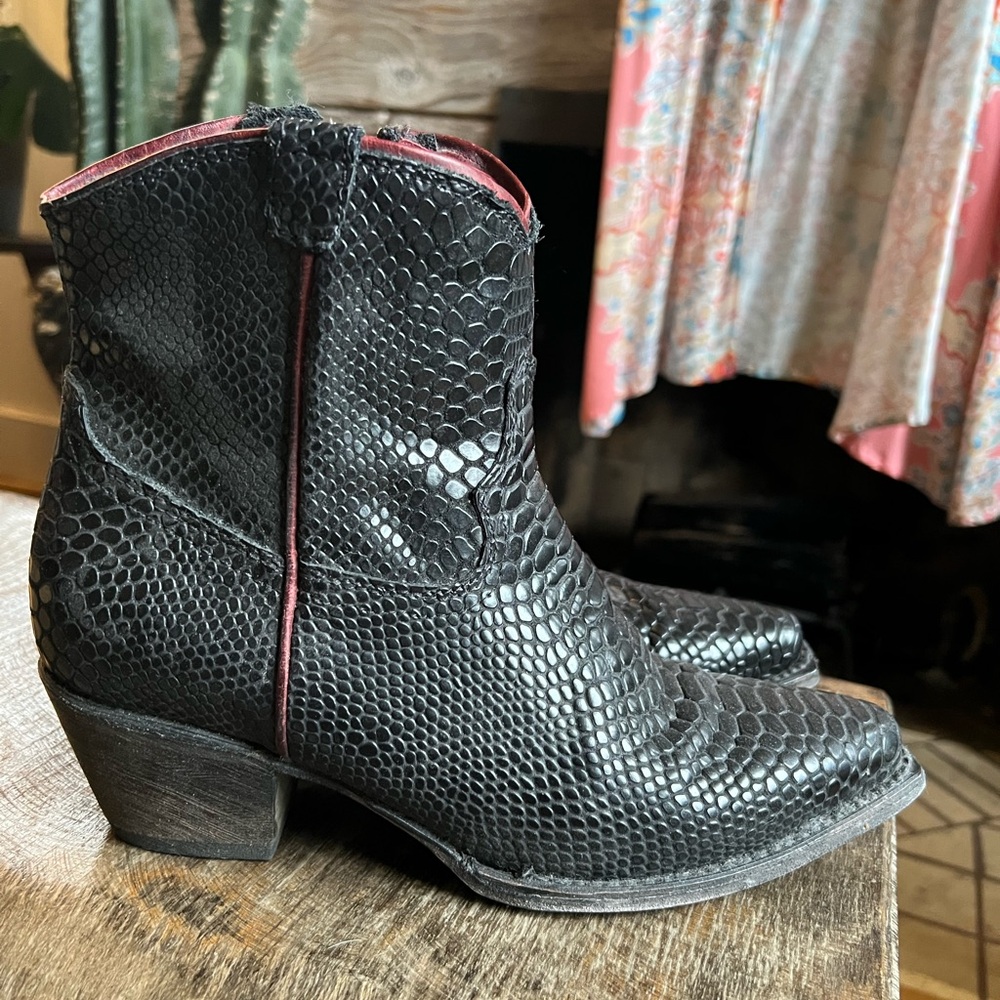 Freebird by Steven Black Embossed Snakeskin Ankle Booties - Picture 2 of 9